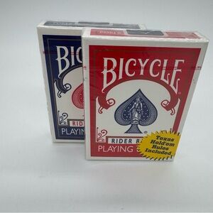 Bicycle Rider Back Red and Blue Playing Cards Set 2 Decks Texas Holdem Poker NIB